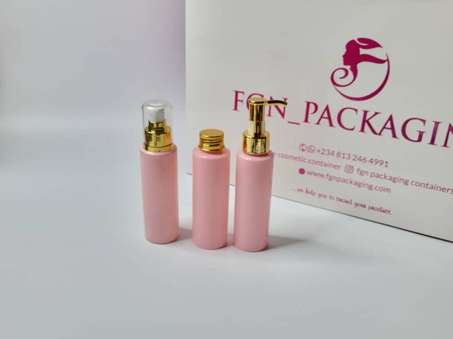 12pcs of 100ml pink bottle with golden cap