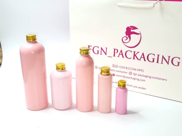 12pcs of pink bottle with golden screw cap