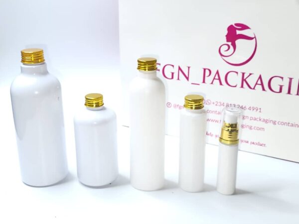 12pcs of white bottles with golden screw cap