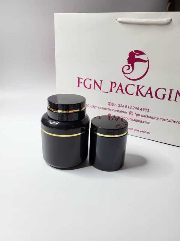 12pcs of black jars with golden rim